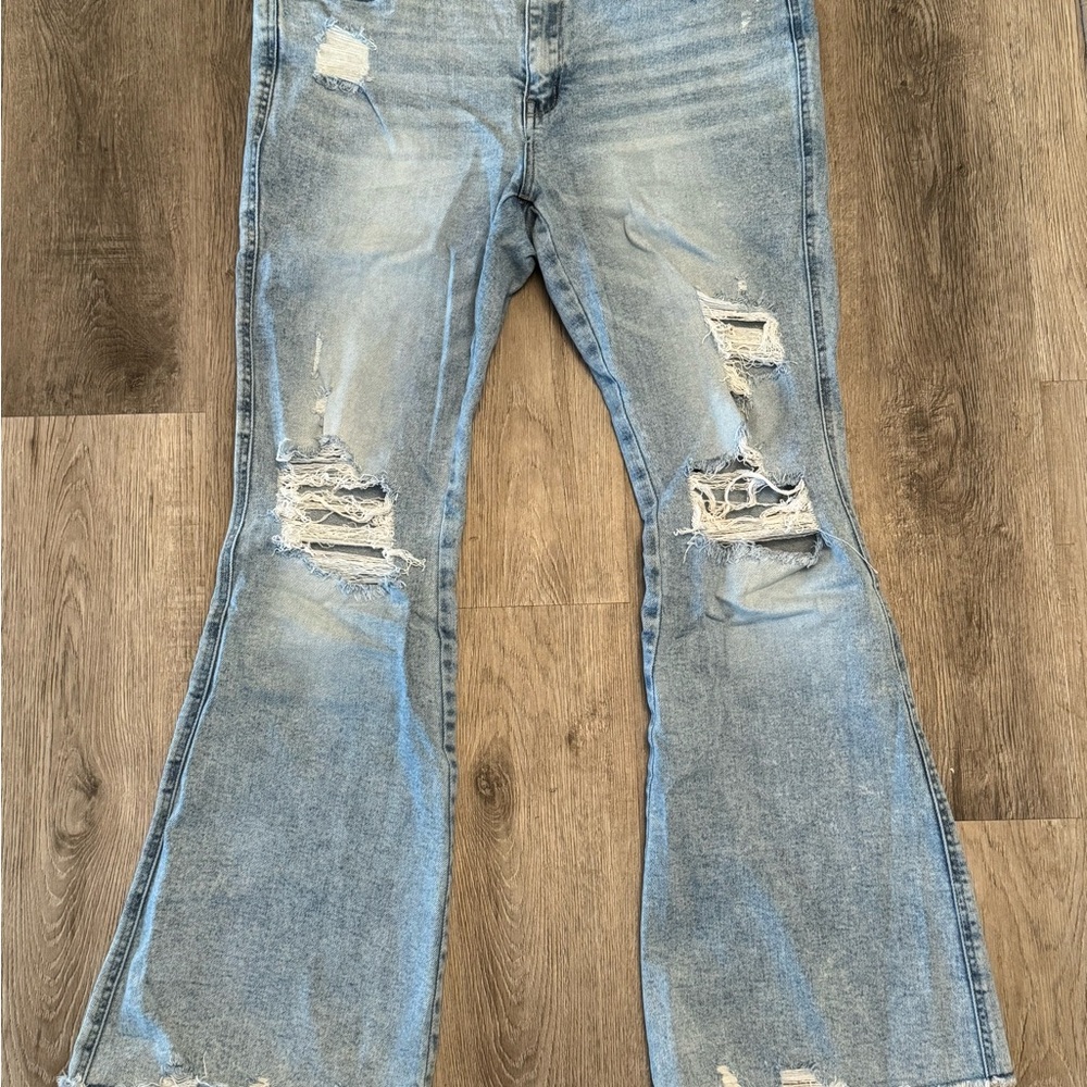 Flying Monkey Distressed Flared Jeans